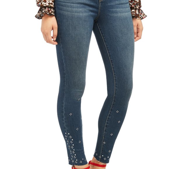 New Ankle Studded Hem Dark Wash Jeans Pant. - Picture 1 of 12